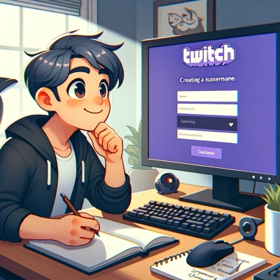 a young man enthusiastically creating his Twitch account