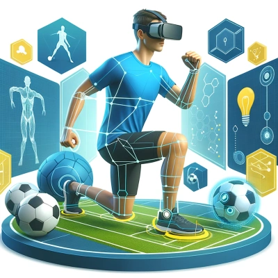 a virtual reality installation with a user experiencing a sports training simulation